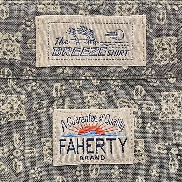 NWOT Faherty Sundried Sage Emblem Short-Sleeve Breeze Shirt L - Picture 4 of 7